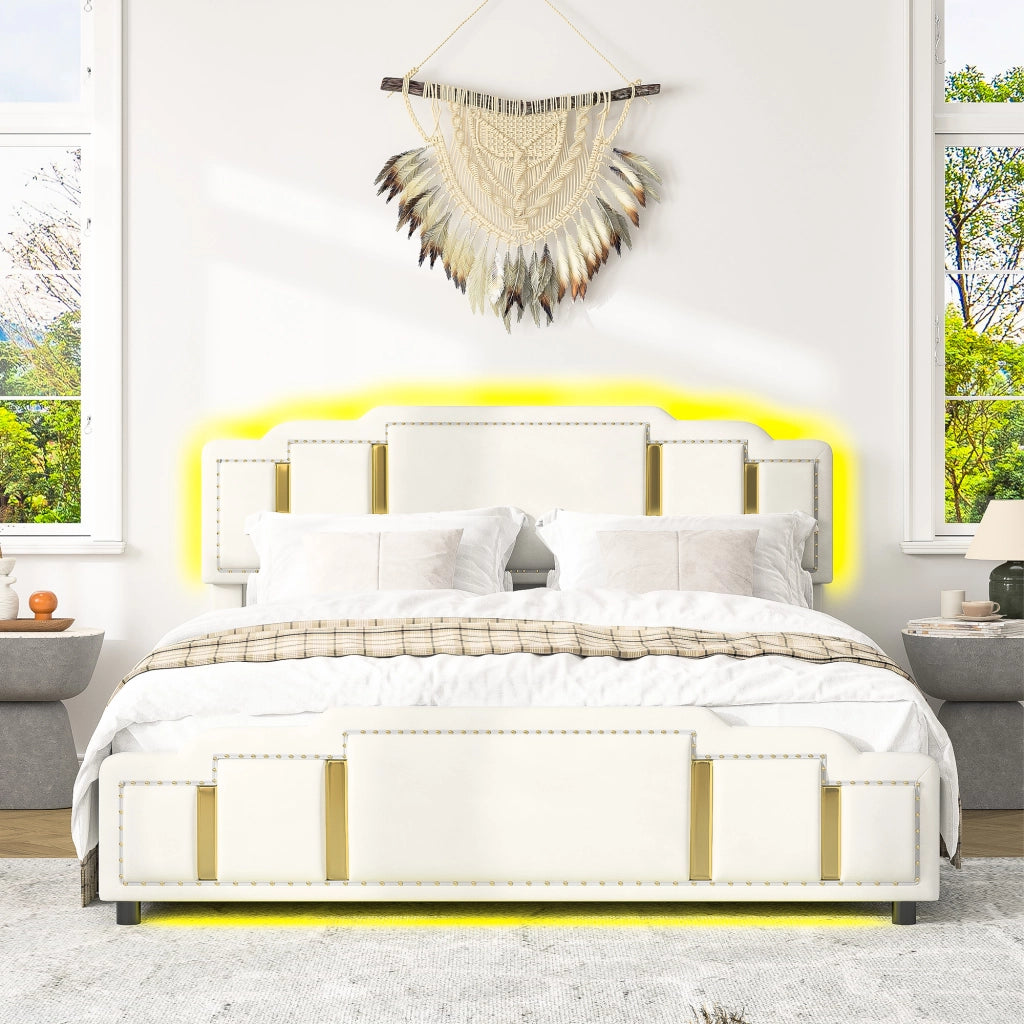 letto imbottito velluto beige 140 x 200 cm