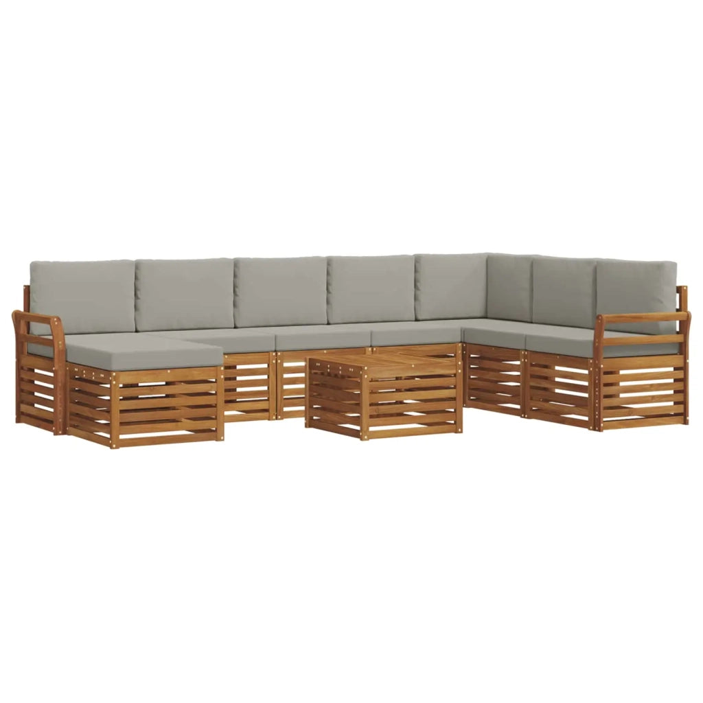 Set divano sezionale con cuscino 9 pcs Grigio Naturale e Chiaro 3375331