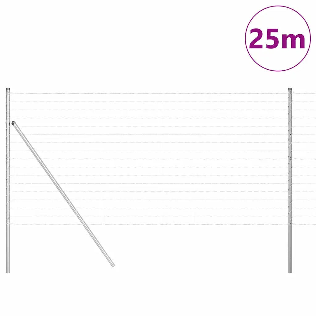 Recinzione con Posto Argento 1 x 25 m Acciaio e PVC