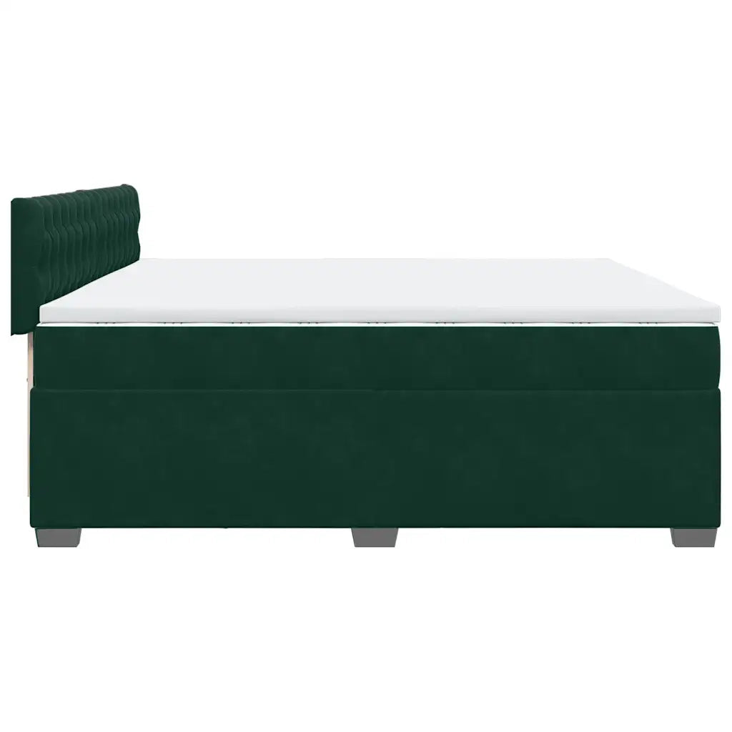 Giroletto a Molle con Materasso Verde Scuro 200x200 cm Velluto