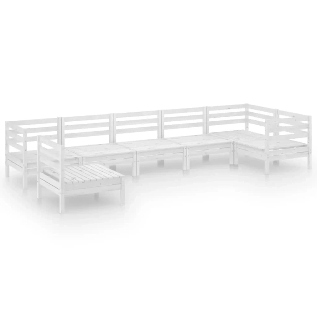 Set di mobili da giardino mobili da esterno 7 pezzi legno di pino massiccio bianco 02_0017404