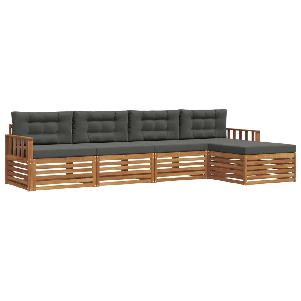 Set di divani da esterno con cuscino 5 pcs Naturale e Antracite 3373292