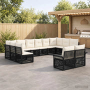 Set Divano da Giardino 12 pz Nero polyrattan 3434974