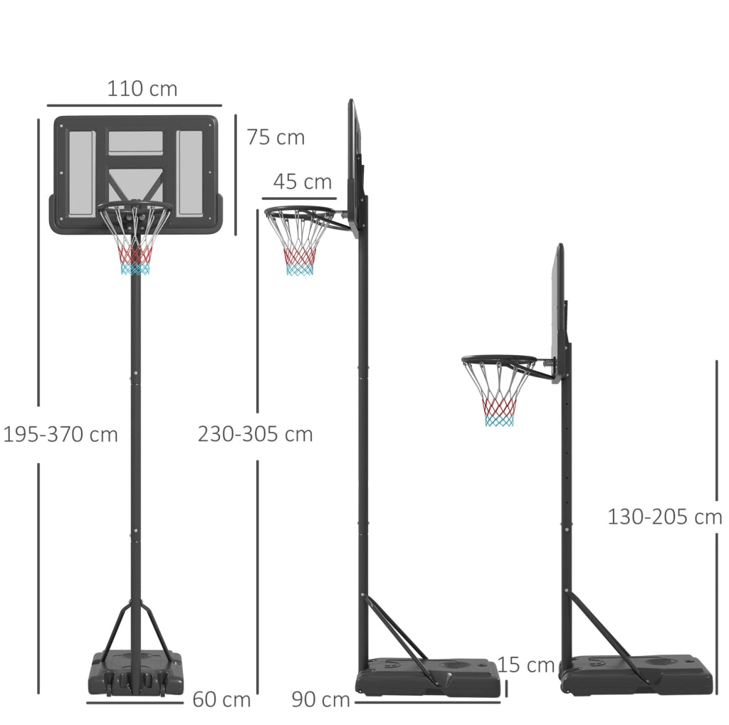 Canestro basket regolabile con base zavorrabile e ruote