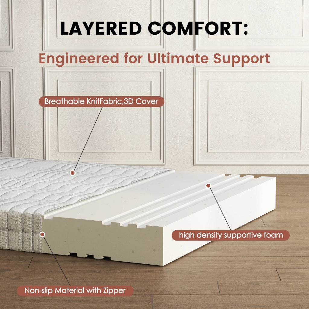 Materasso ergonomico in schiuma D25 con rivestimento 3D lavabile, bianco