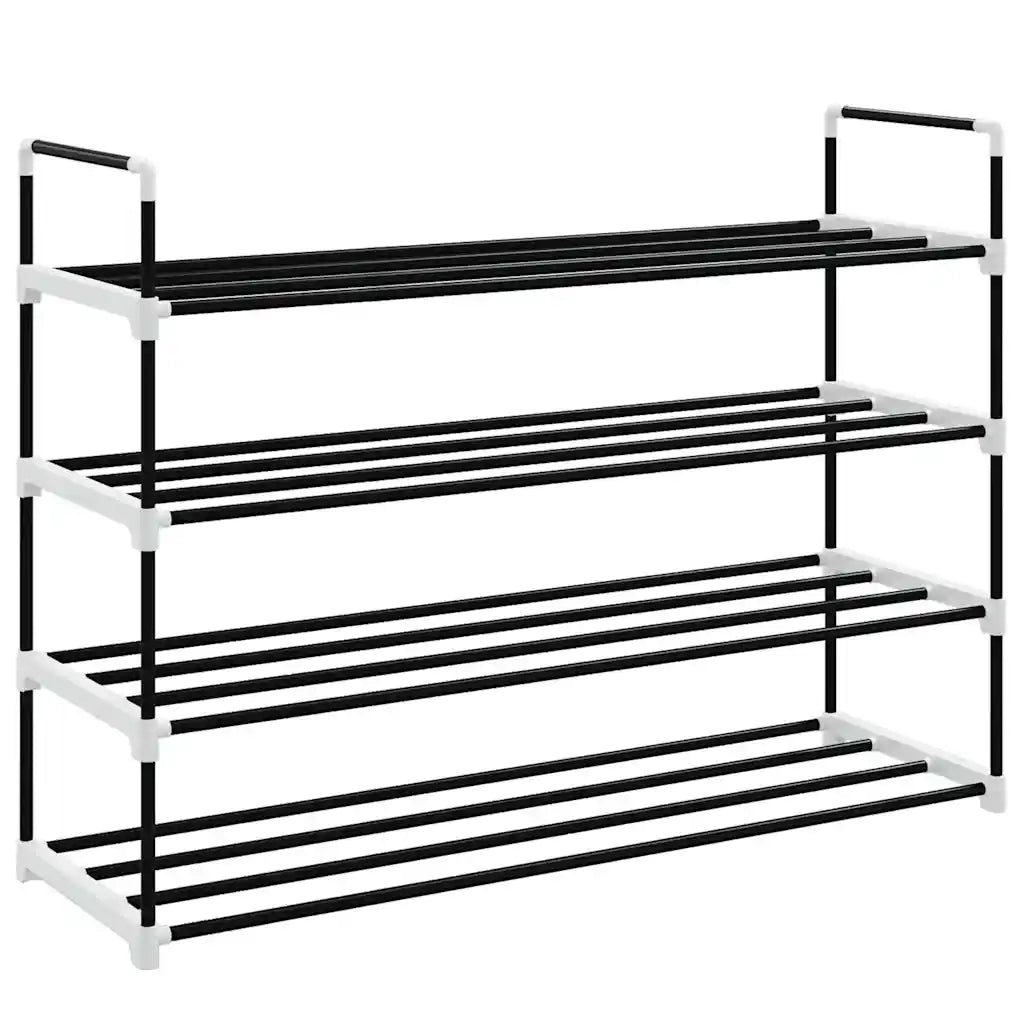 Scarpiera con 4 Ripiani in Metallo e Plastica Nero 245626
