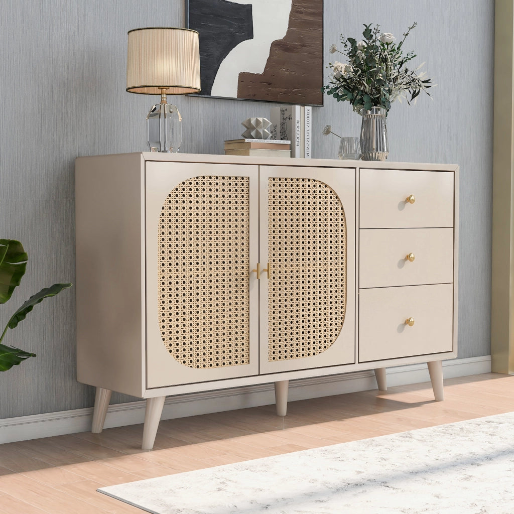 Credenza Porta TV con Ante e Cassetti ¨C Xylo ¨C Bianco Offwhite, 120 cm
