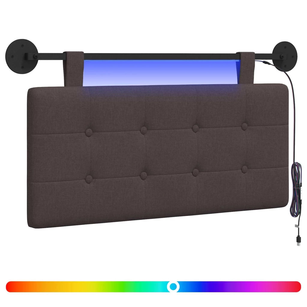 Testiera | Testata sospesa Con luce LED Marrone Scuro Tessuto