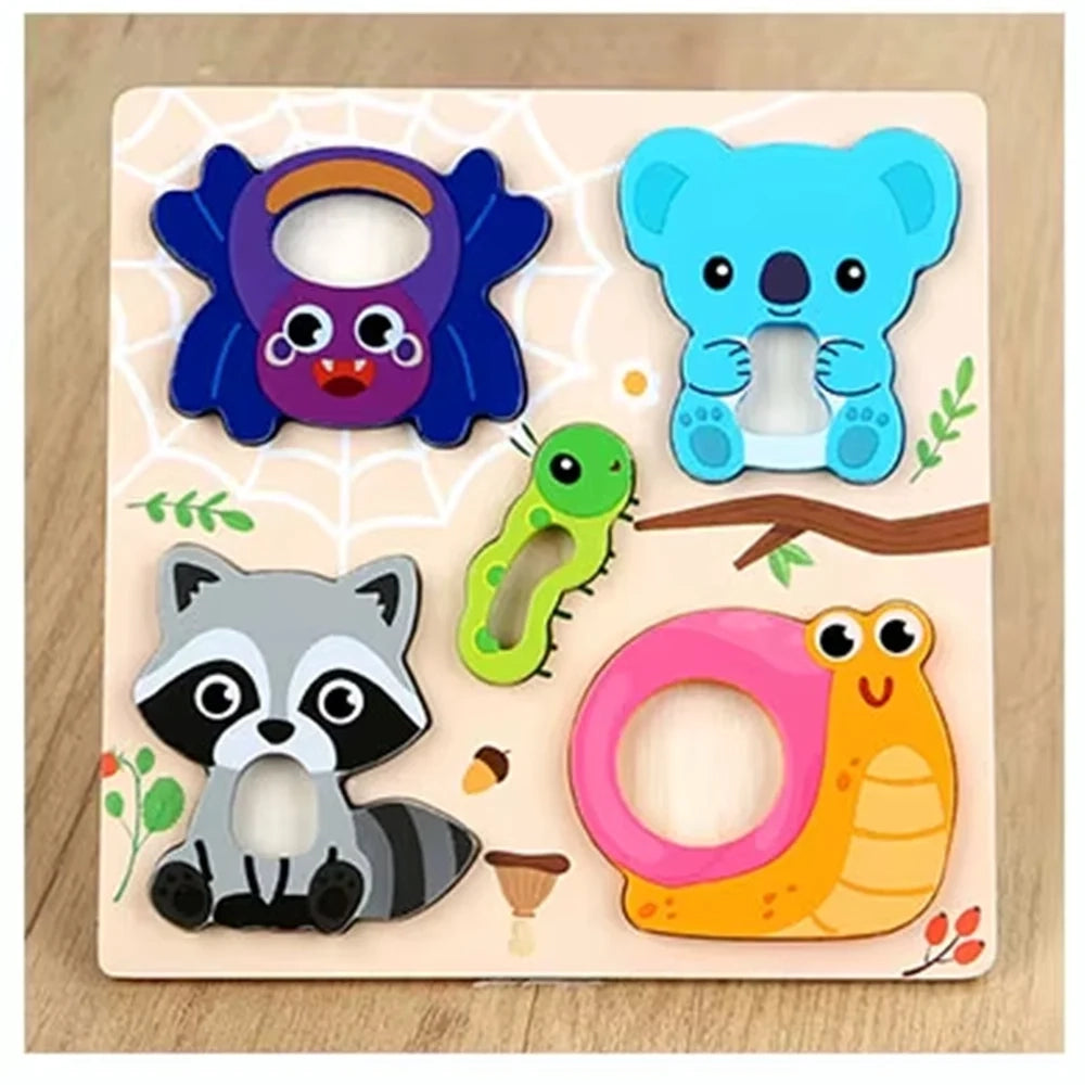 Trade Shop - Puzzle A Incastro Tema Animali Gioco In Legno Per Bambini Educativo 6 Modelli 32345 -