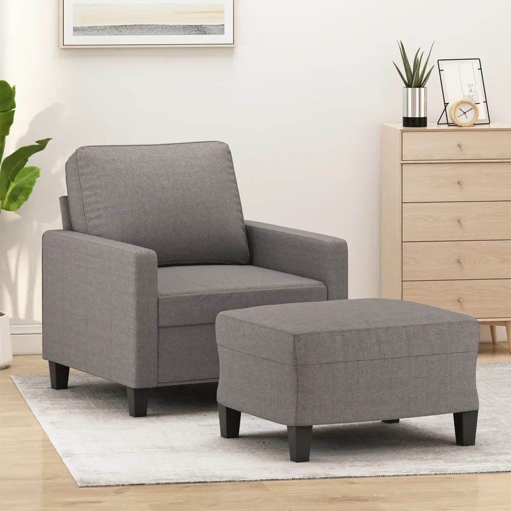 Poltrona | Sedia Relax con Poggiapiedi Tortora 60 cm in Tessuto