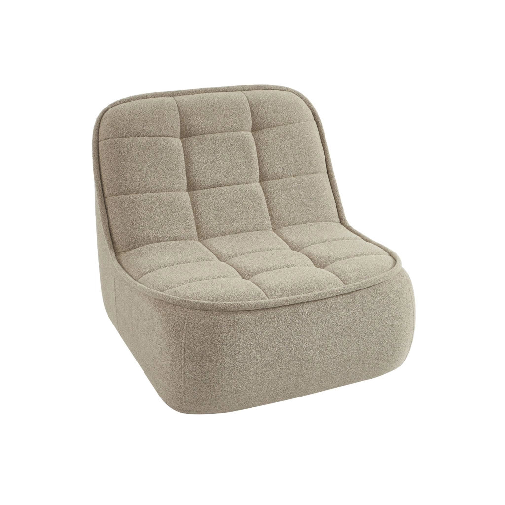 Poltrona senza braccioli in bouclé testurizzato, beige