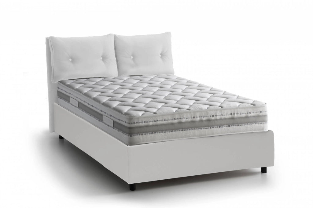 Rubino, Letto Piazza e Mezza Contenitore Made in Italy, Bianco