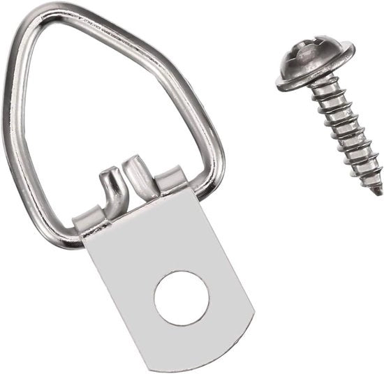 D-Ring Bildophangers Robusti (100 pezzi) con viti per l'appoggio di orologi, dipinti, opere d'arte, immagini, crocifissi