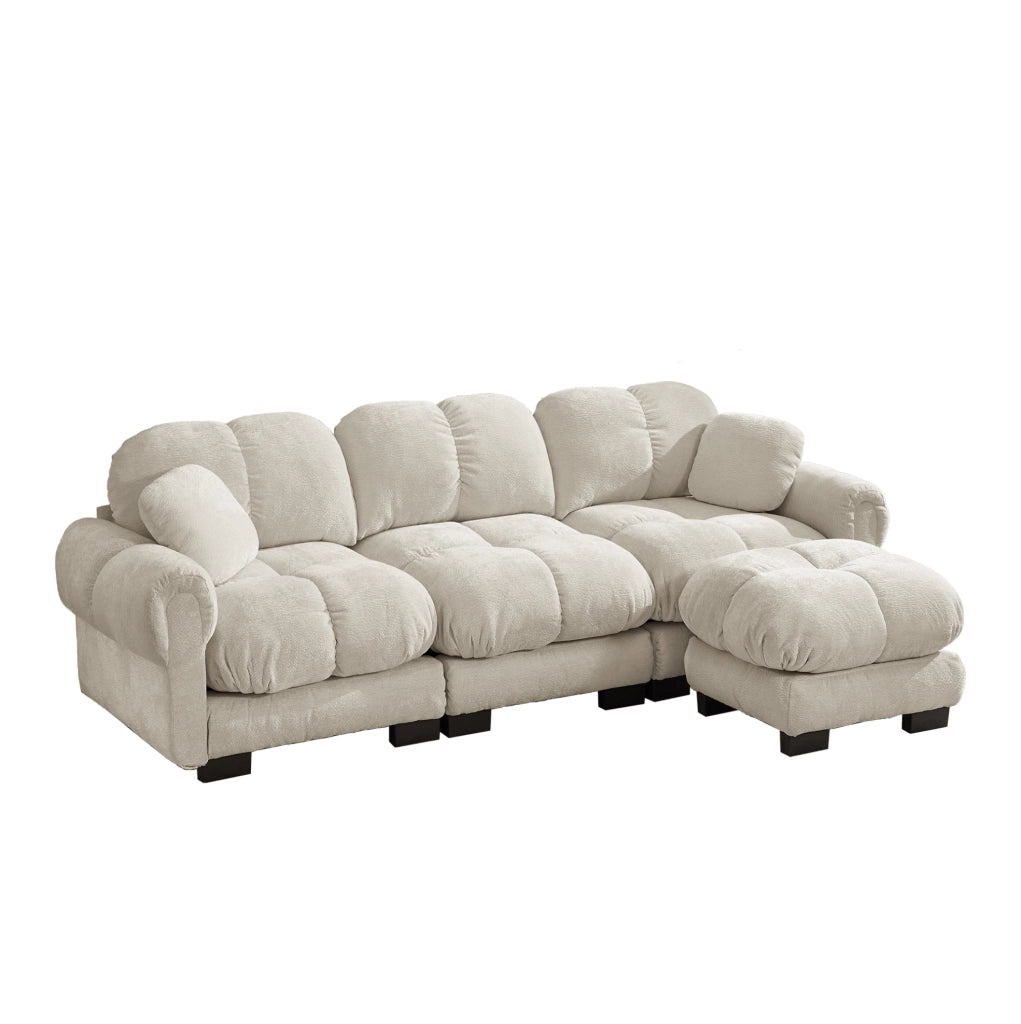 Divano modulare 260x149x90 cm in ciniglia; Light Khaki