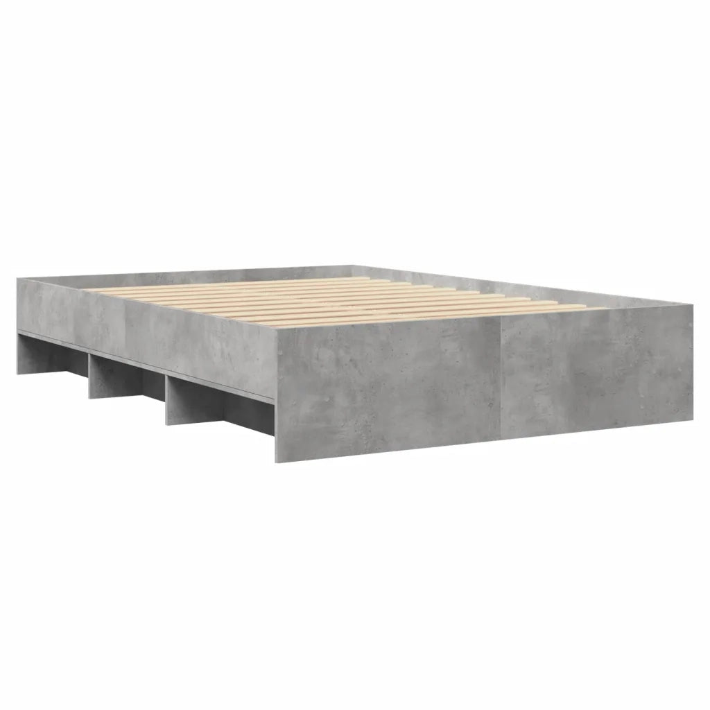 Letto matrimoniale | Letto per adulti | Giroletto Grigio Cemento 135x190 cm in Legno Multistrato