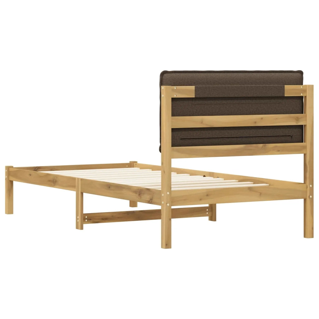 Letto con Testiera Rivestita Bianco lavato e taupe 100 x 200 cm 903931
