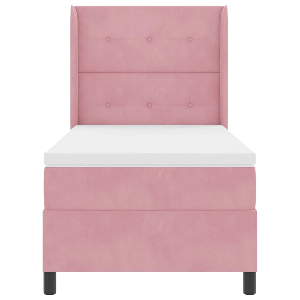 Letto a molle con materasso Rosa 90 x 200 cm Velluto 3341995