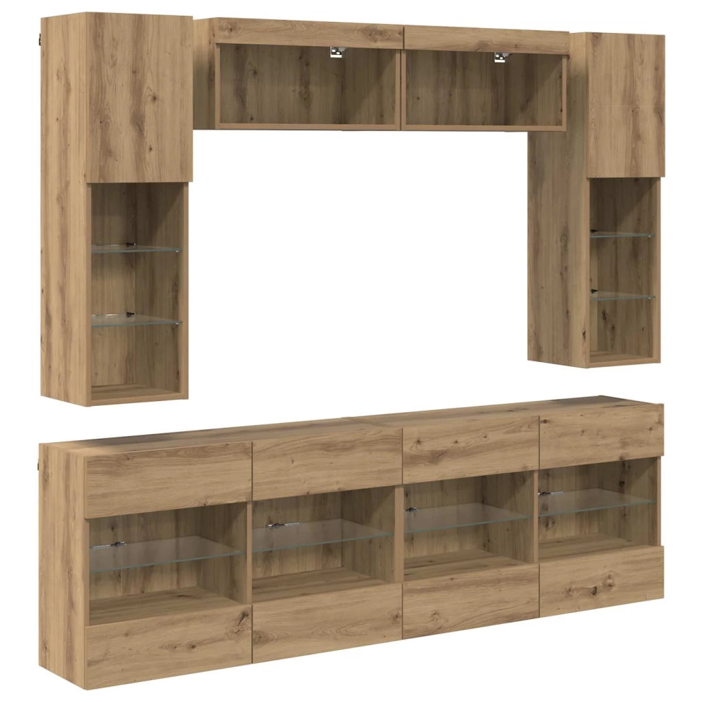 Set di Mobiletto da TV a Parete 6 pcs Rovere Artigianale 3402996