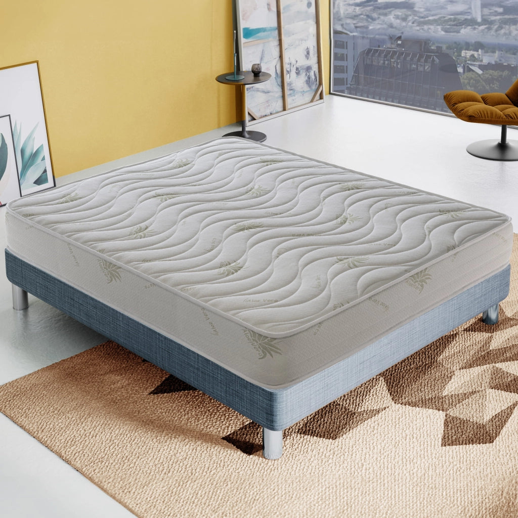 Materasso Matrimoniale 180x200 Alto 25 cm - Aloe Vera – Ortopedico – Alta densità – Onda Massaggiante - Massimo Comfort