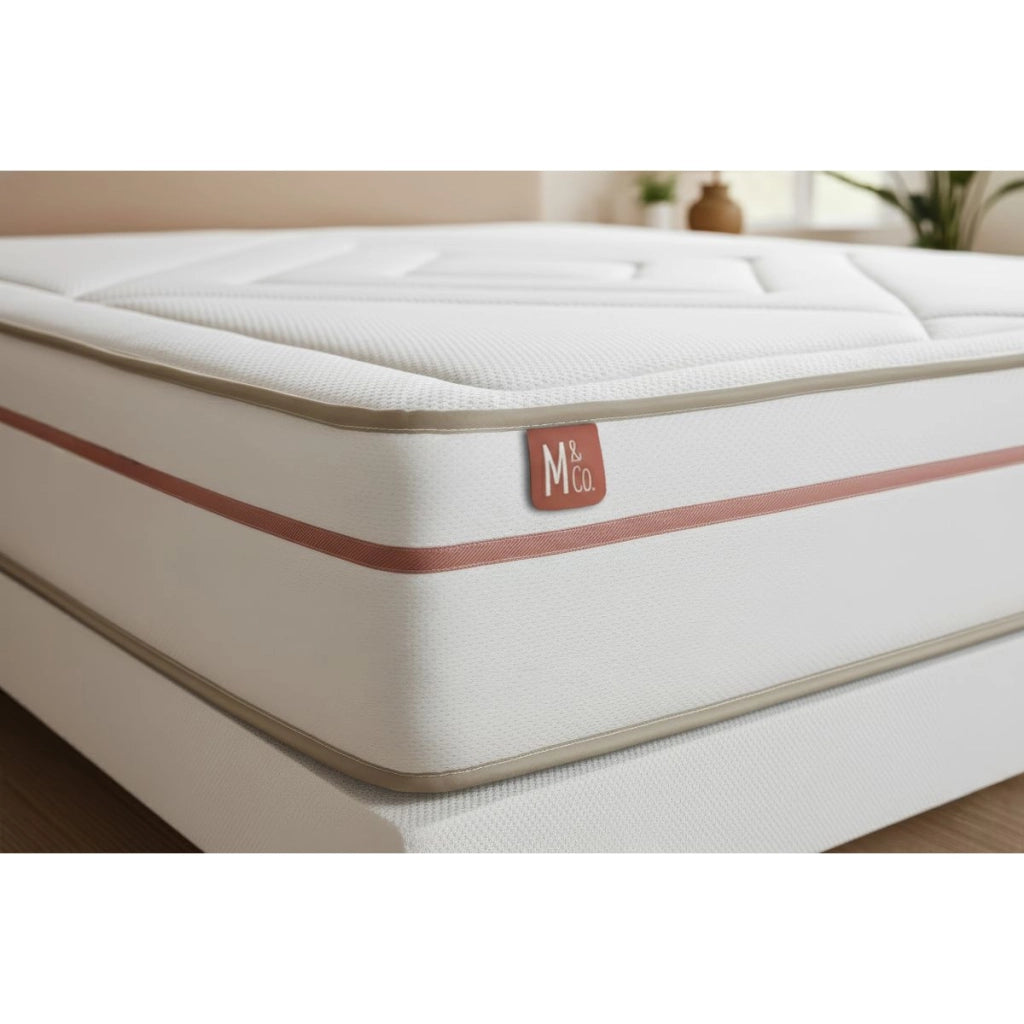 Pacchetto letto completo - Materasso 180x200cm + Box spring con doghe (kit) + 2 cuscini + Piumino - Le Paisible