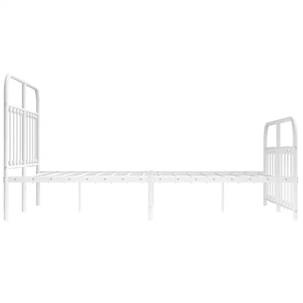 Letto matrimoniale | Letto per adulti | Giroletto con Testiera e Pediera Metallo Bianco 135x190 cm