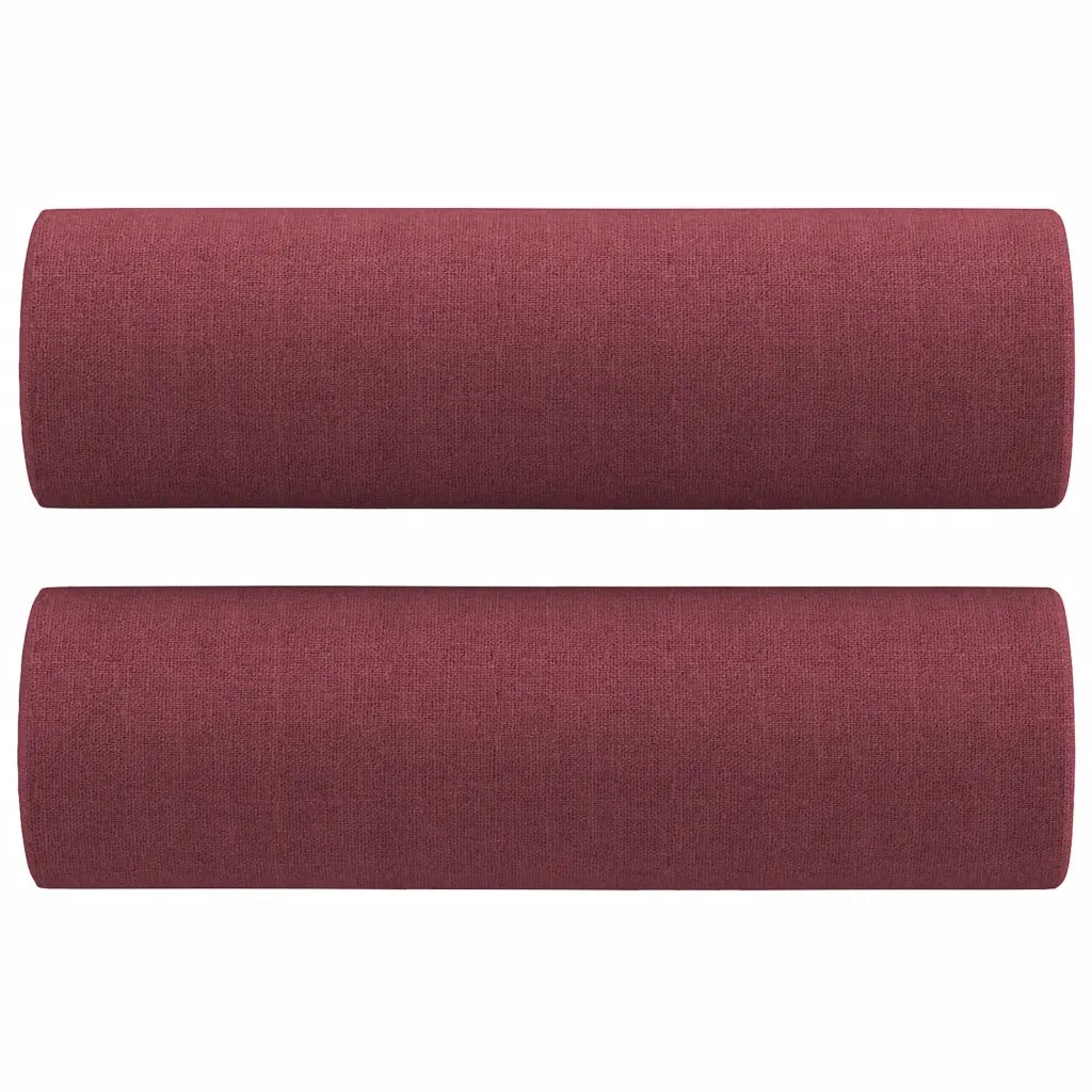 Set di Divani 3 pz con Cuscini Rosso Vino in Tessuto