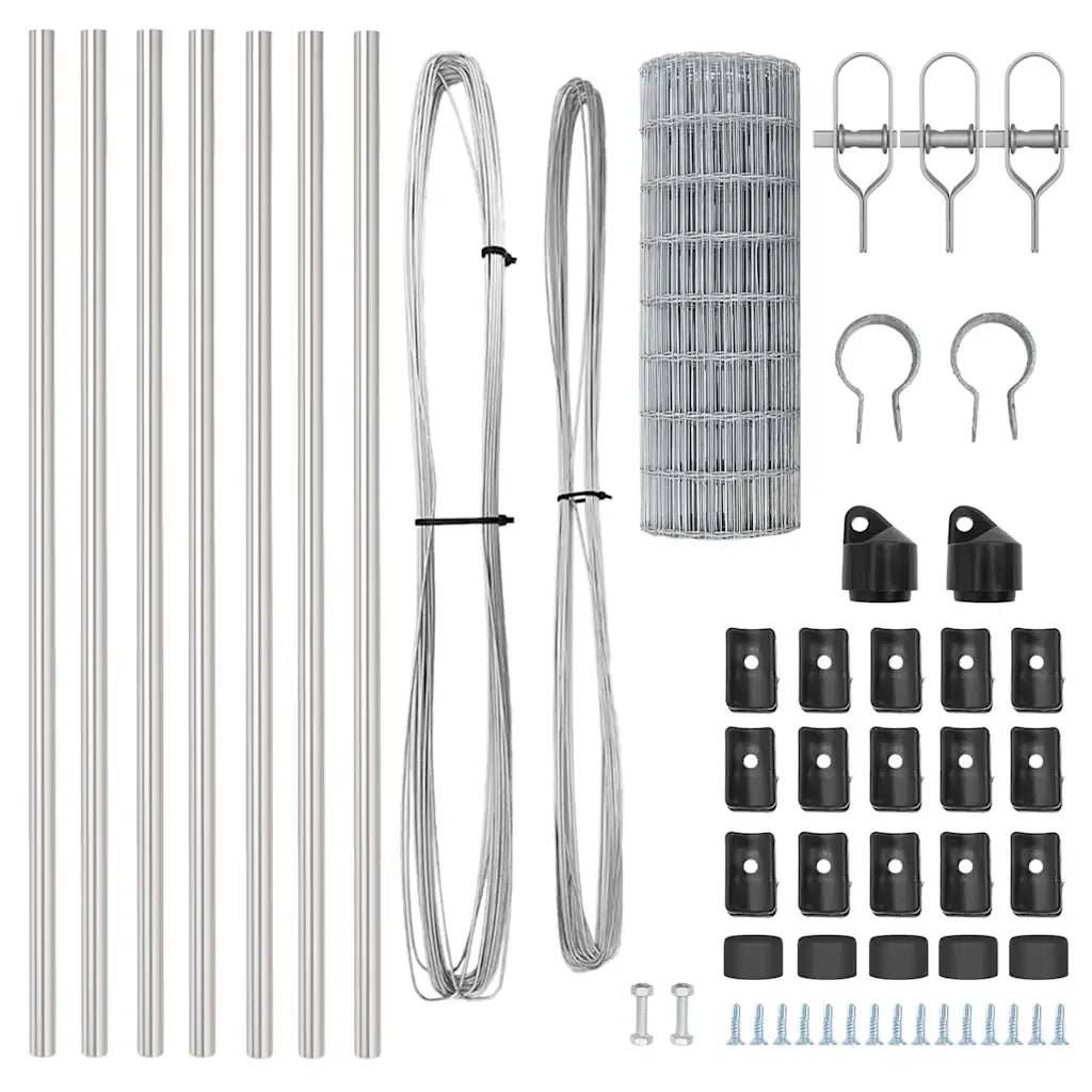 Recinzione con Posto Argento 0,4 x 50 m Acciaio e PVC