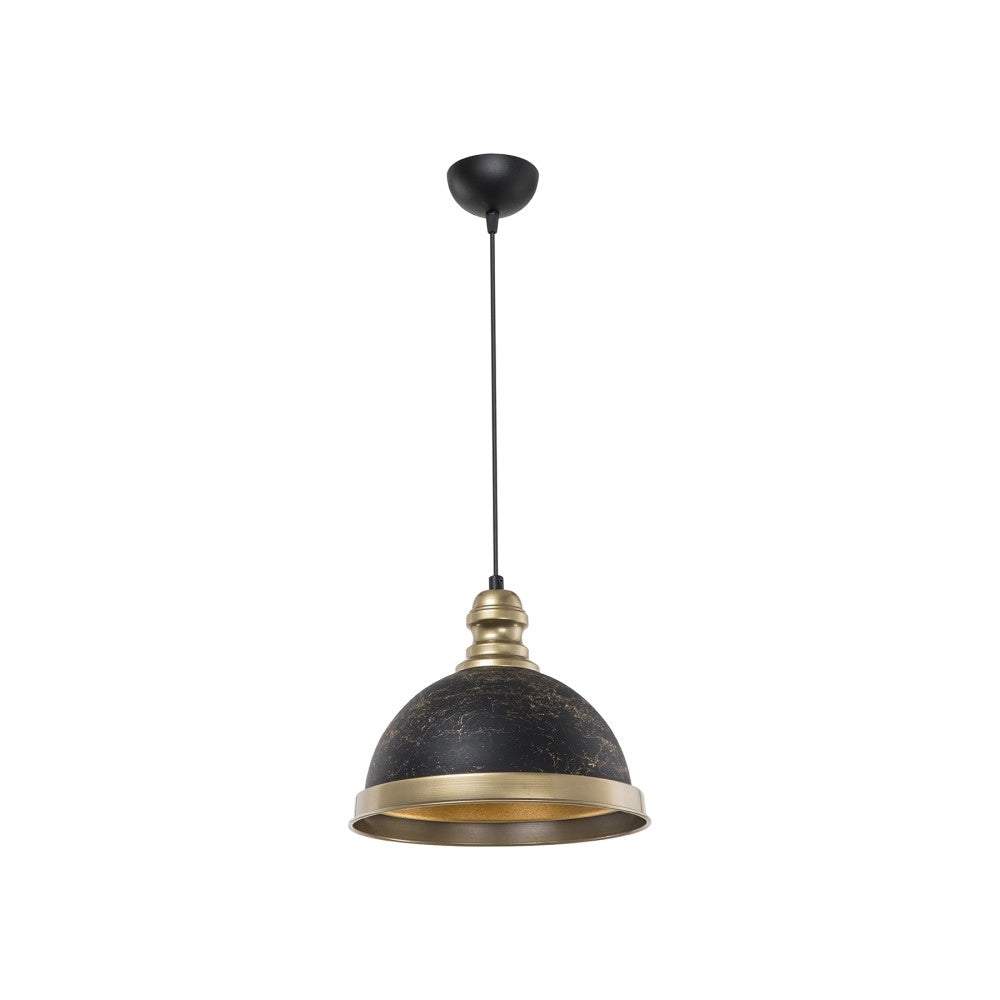 Lampada a sospensione con paralume metallo nero e dettagli oro Astek ASZ1637