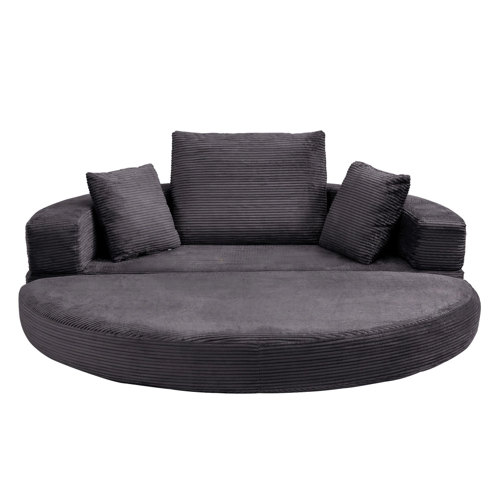 Divano letto pieghevole multifunzione 173 x 176 cm in cordino nero, con 3 cuscini