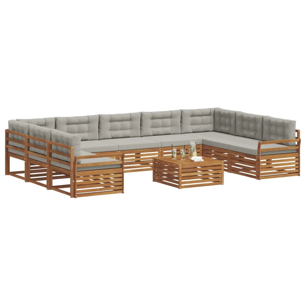 Set di divani da esterno 10 pcs Grigio Naturale e Chiaro 3374171