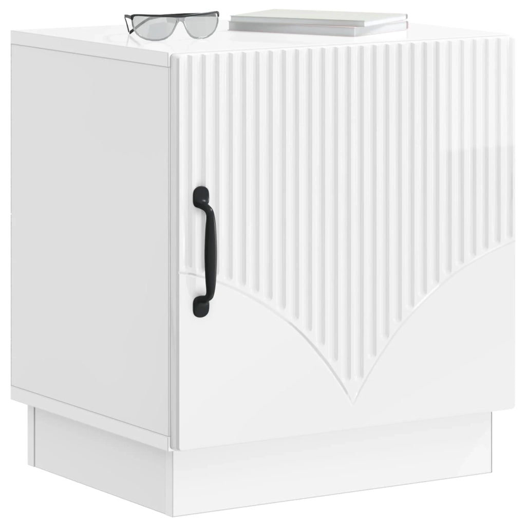 Comodino Bianco Lucido 43 x 34,5 x 47 cm Legno ingegnerizzato 895263