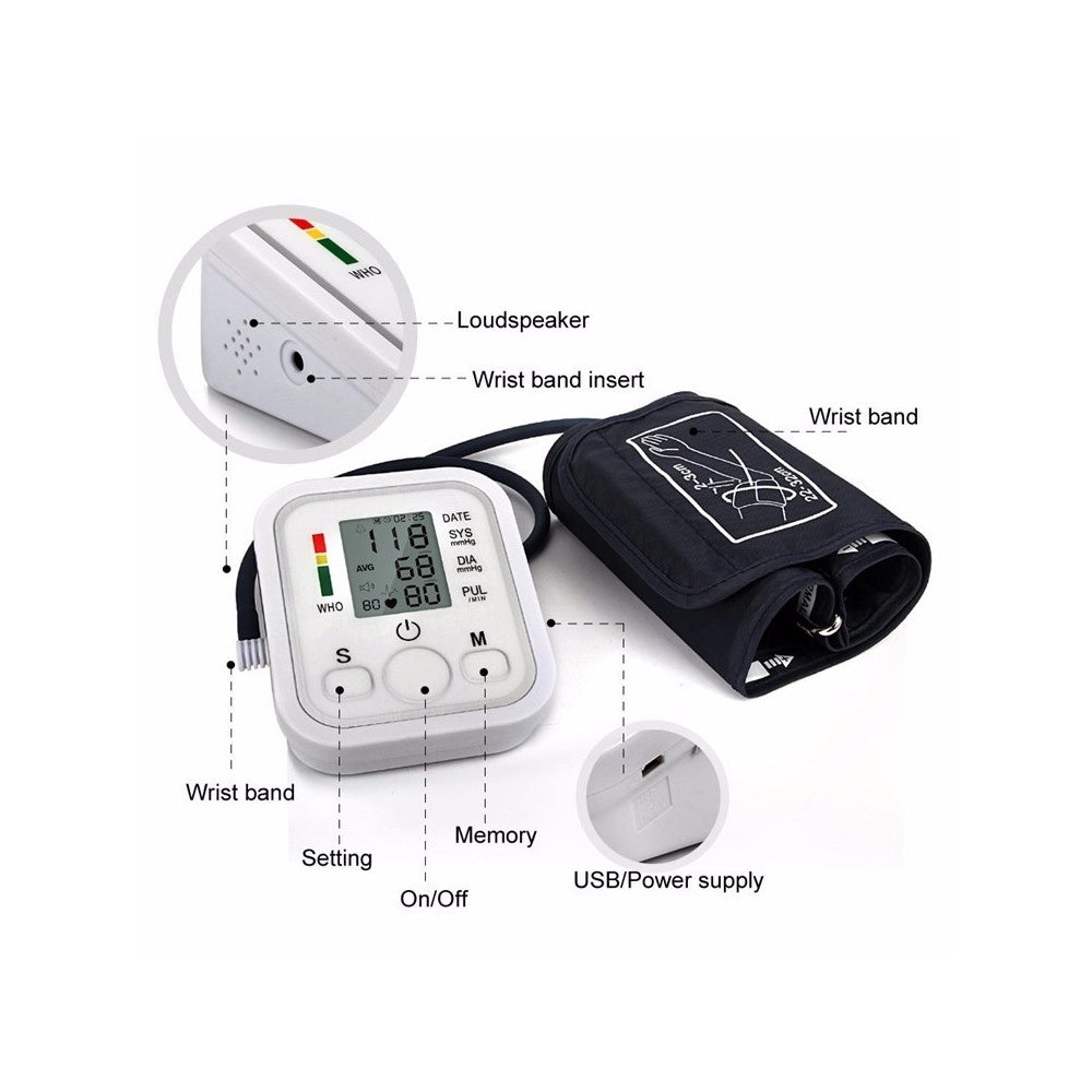 Trade Shop - Misuratore Di Pressione Da Braccio Automatico Sfigmomanometro Aritmia -