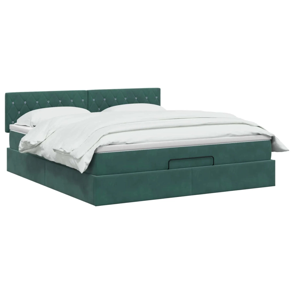 Letto ottomano con materasso Verde Scuro 160 x 200 cm Velluto 3456498