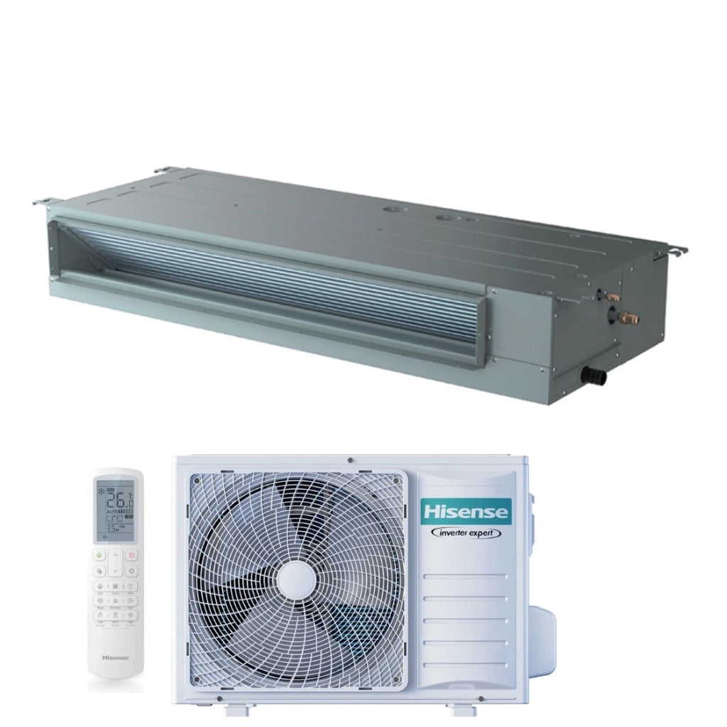 Climatizzatore Condizionatore Hisense Inverter Canalizzato Canalizzabile serie TURBO 18000 Btu ADT52UX4RCL8 + AUW52U4RJ8 R-32 Wi-Fi Optional Classe A++/A++ con Telecomando di serie