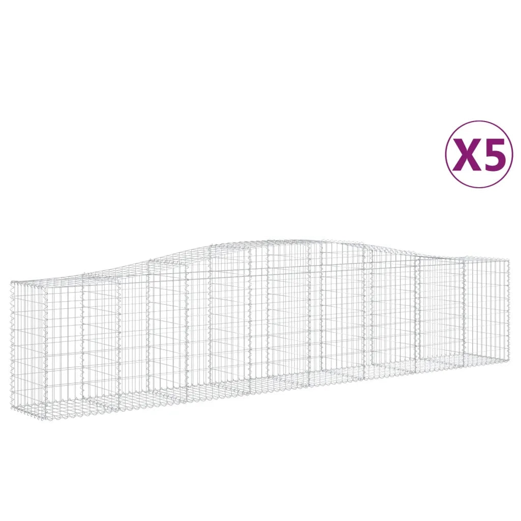 Cesti Gabbioni ad Arco 5 pz 400x50x80/100 cm Ferro Zincato 3145946
