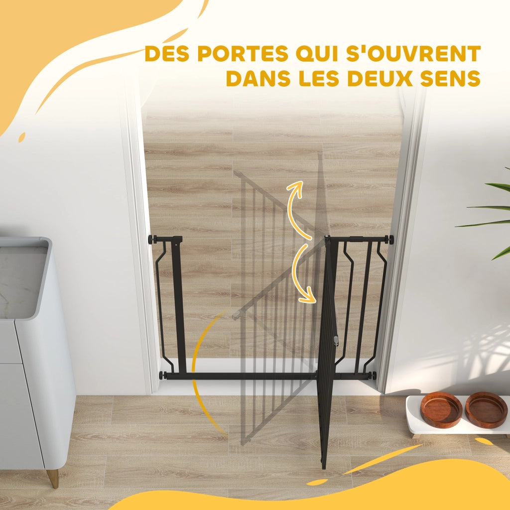 Cancelletto di Sicurezza per Animali Domestici ¨C Xylo ¨C Regolabile 75-95cm Acciaio ABS Nero