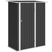 Capanno porta attrezzi da giardino in metallo grigio scuro, casetta con tetto inclinato e porta bloccabile, robusto e pratico, 142x86x189 cm