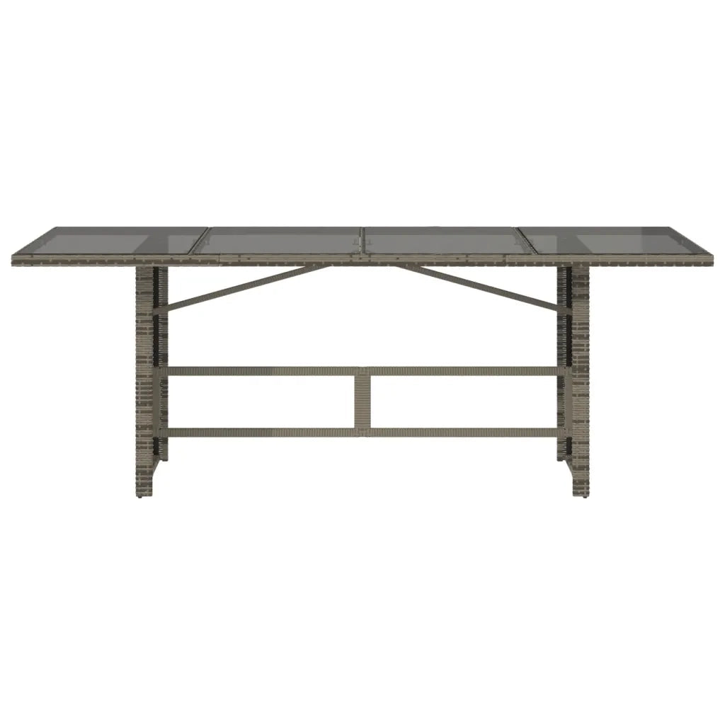 Tavolo da Giardino Piano in Vetro Grigio 190x80x75cm Polyrattan 365604