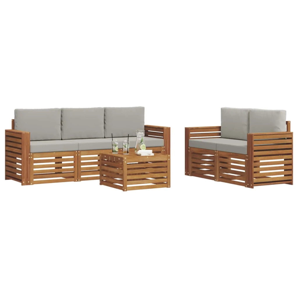Set divani con cuscino 6 pcs Grigio Naturale e Chiaro 3374376