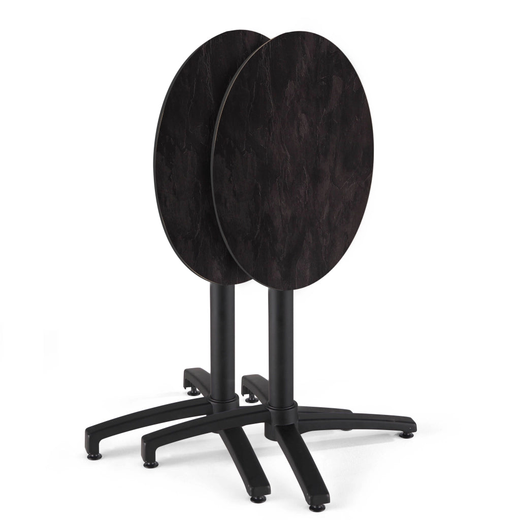 Oviala - Tavolo da giardino diam 60cm inclinabile alluminio e HPL ardesia
