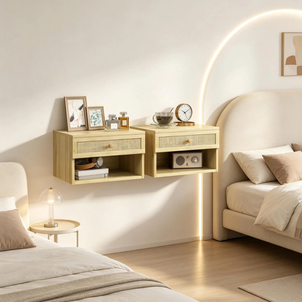 COMODINO Sospeso Set da 2 pezzi 40x34x23 cm Naturale