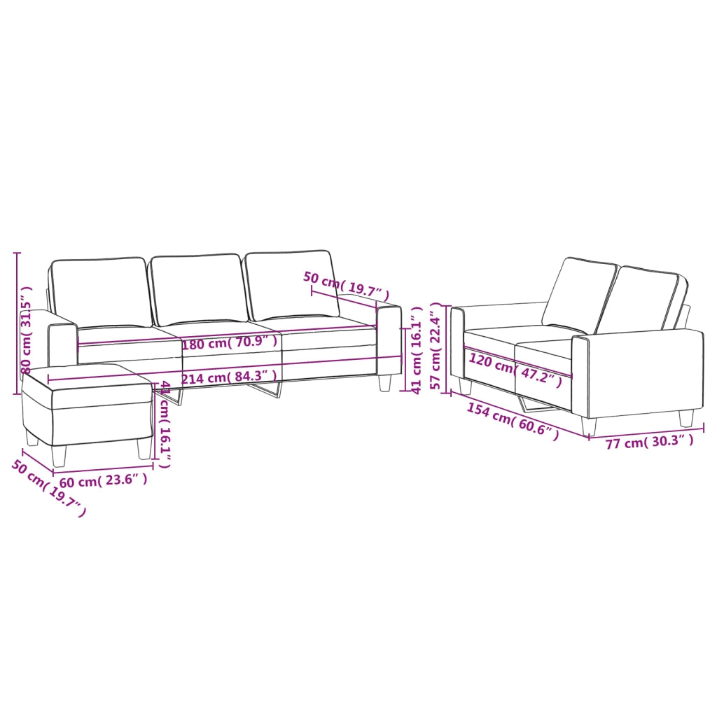 Set di Divani 3 pz Grigio Chiaro in Tessuto 3201906