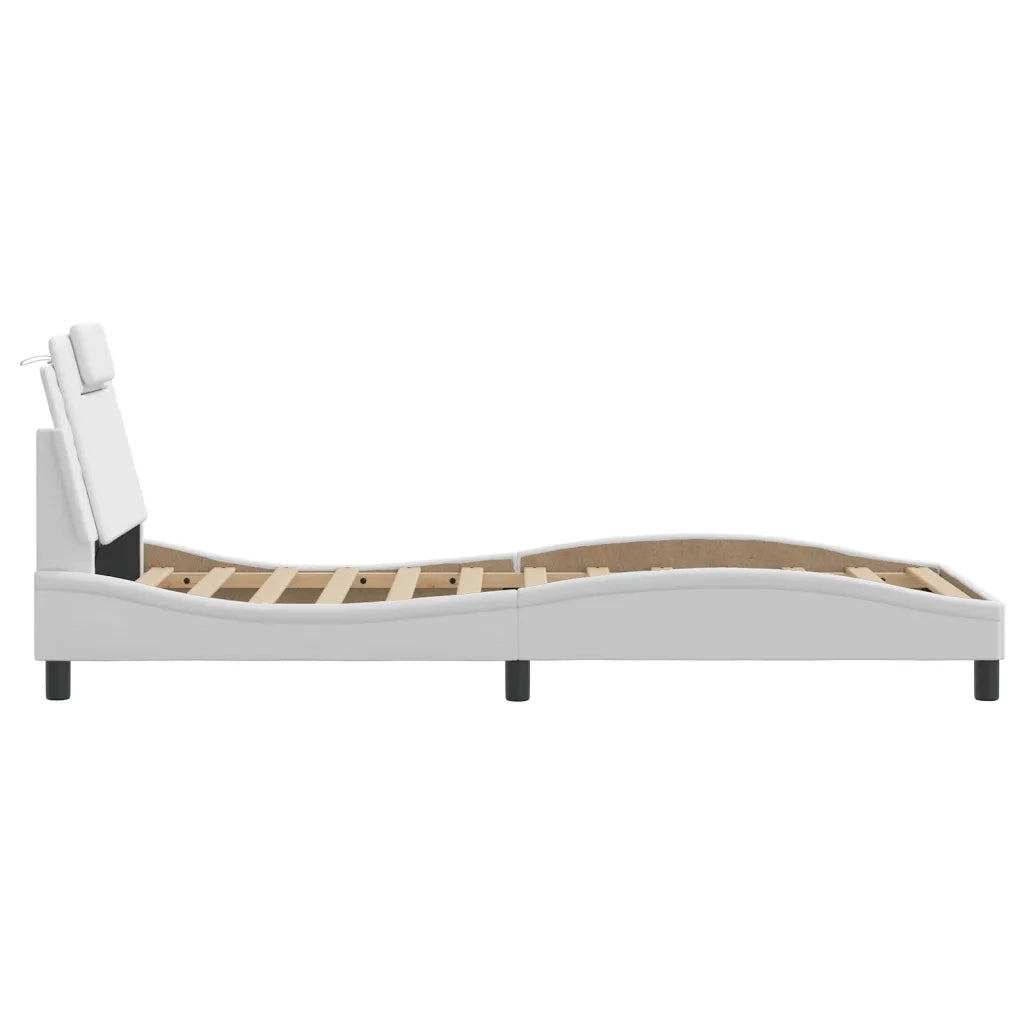 Letto singolo | Letto per adulti | Giroletto Viana con LED senza Materasso Bianco 80x200 cm