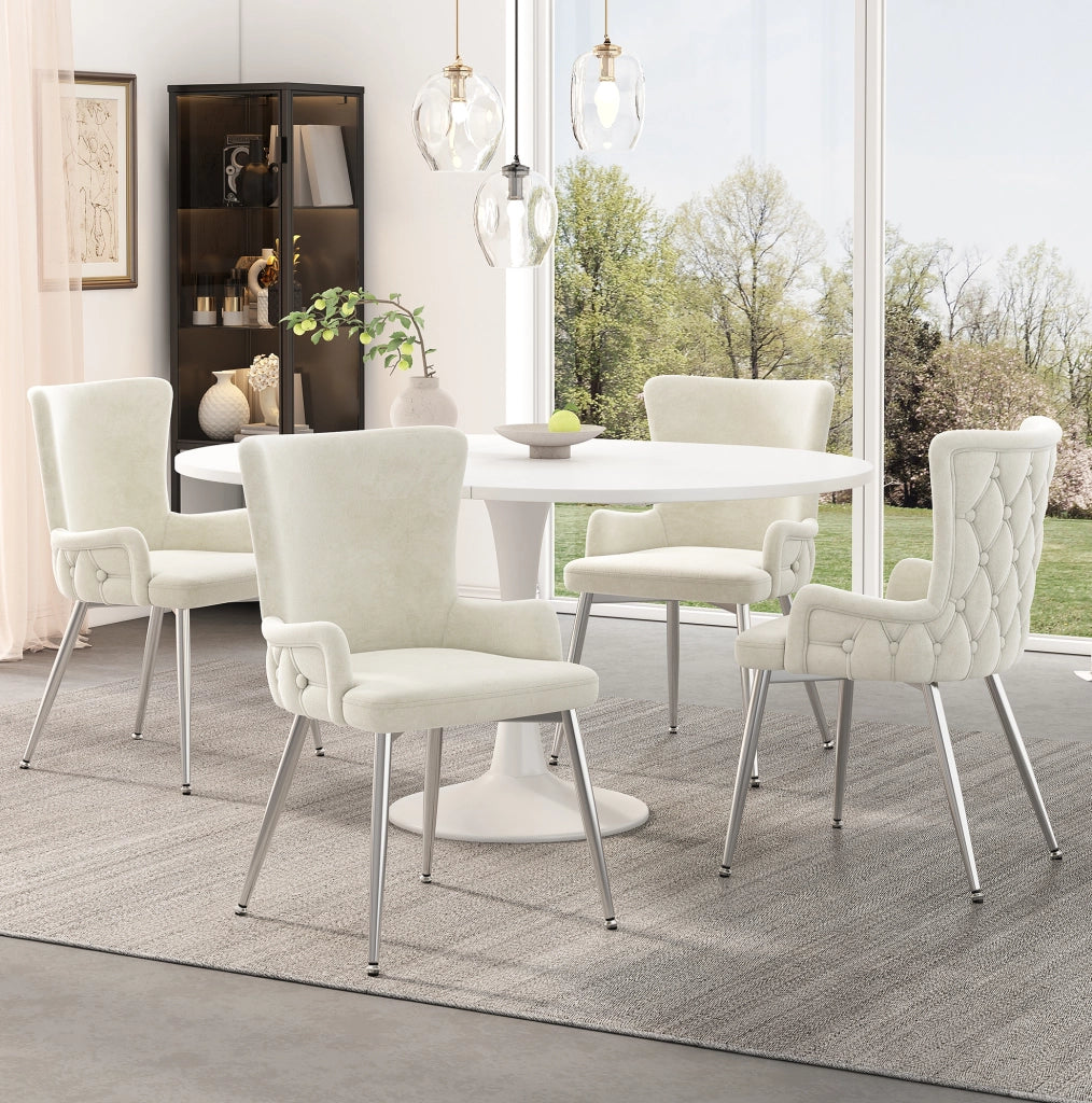 Set di 6 sedie in velluto beige