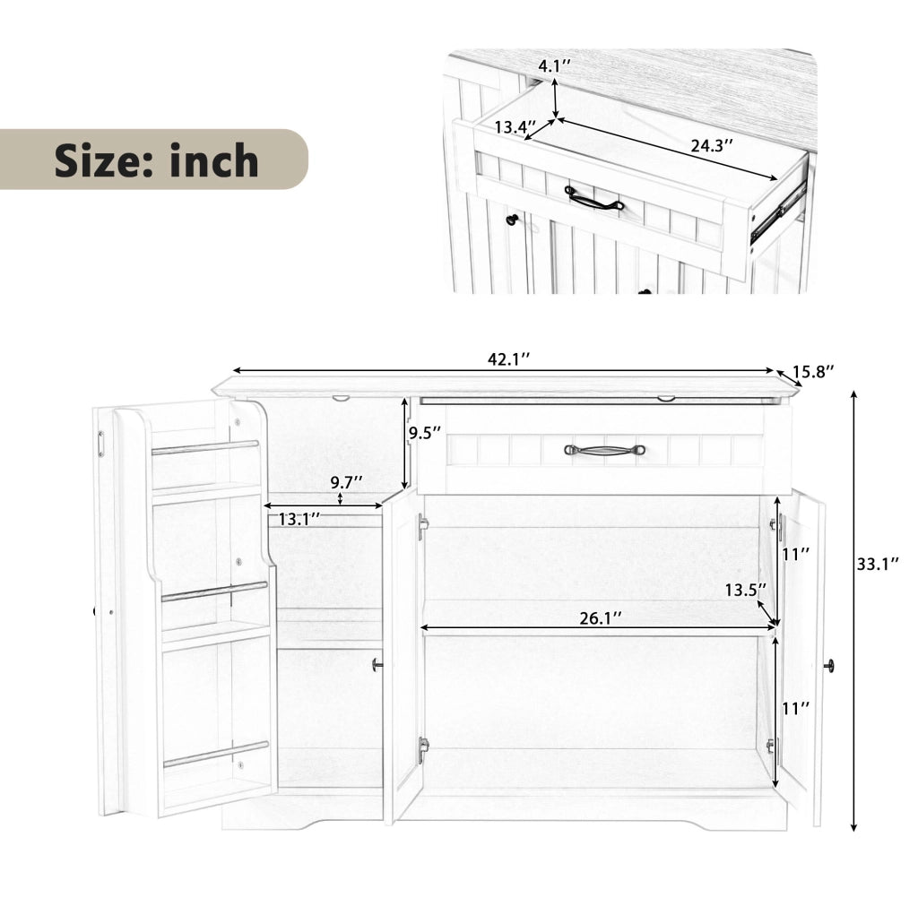 Sideboard moderno bianco con 3 ante e 1 cassetto, mobile buffet per soggiorno, sala da pranzo e ingresso
