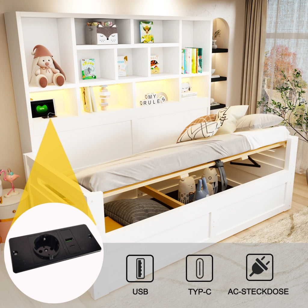letto singolo mdf bianco 90 x 200 cm