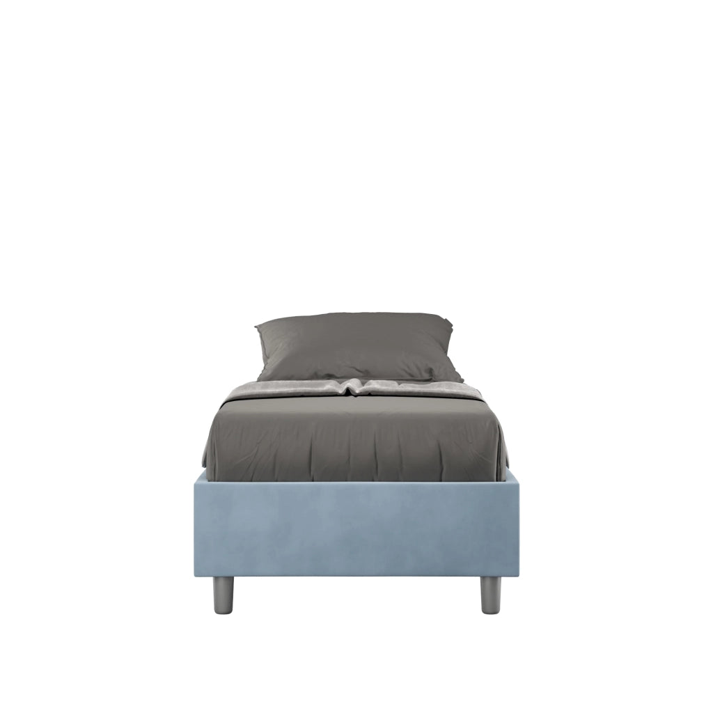 Letto 1 Piazza e Mezzo Sommier 110x190 cm con Rete e Contenitore Azelia Azzurro