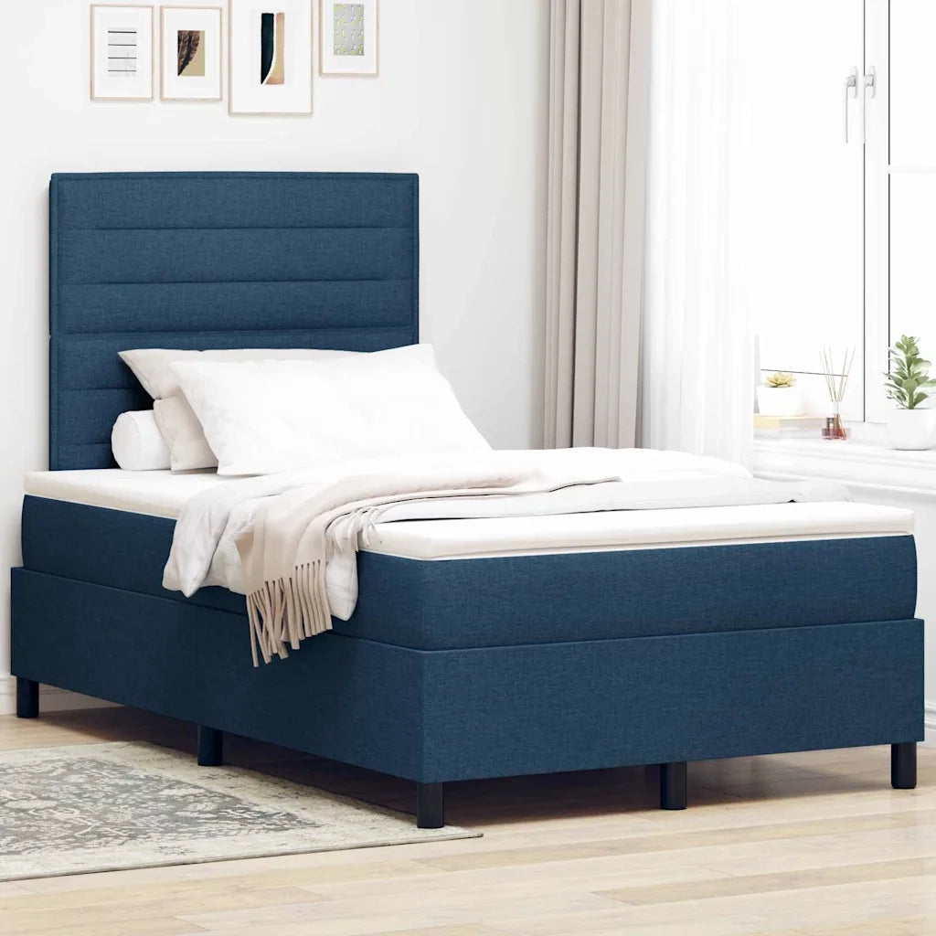 Letto a molle con materasso con led Blu 120 x 190 cm Tessuto