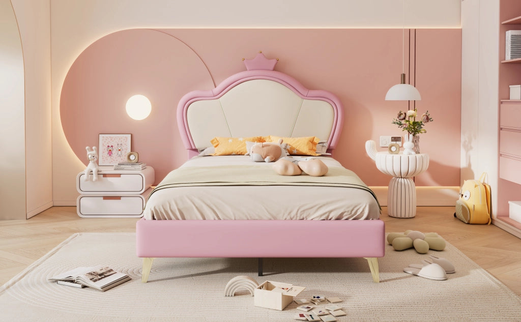 letto singolo pu rosa bianco 90x200 cm