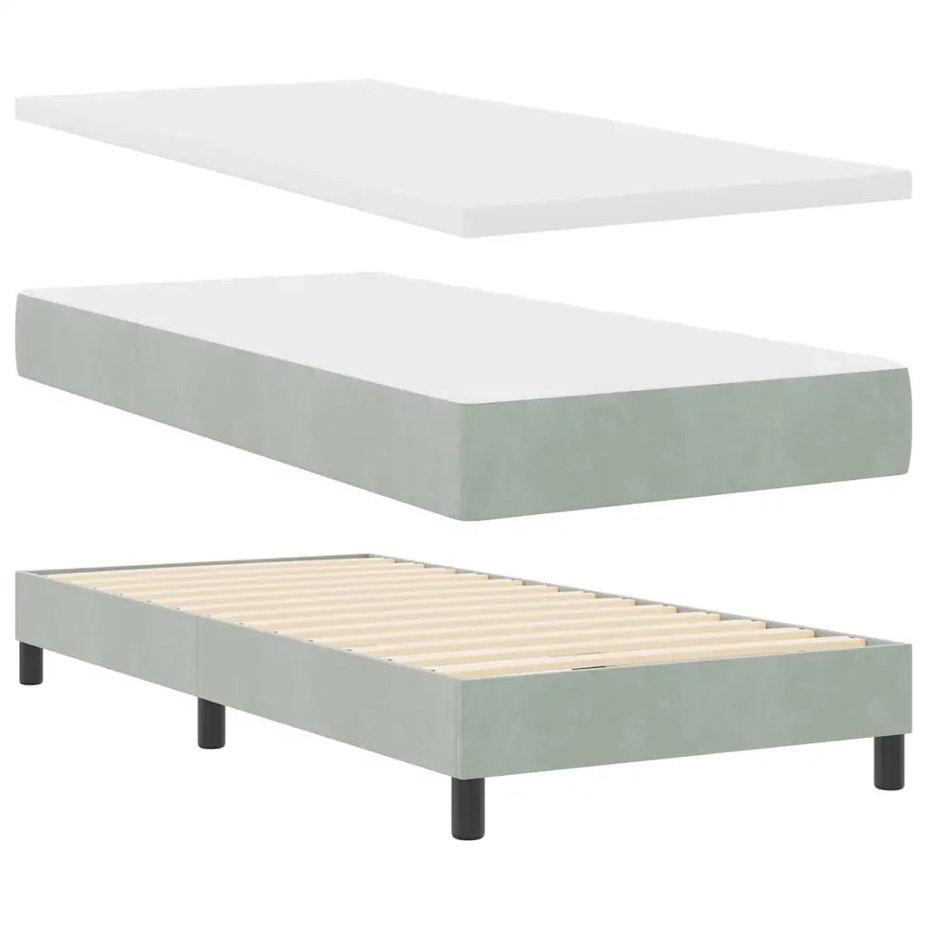 Letto a molle con testiera Grigio chiaro 190 x 90 cm Poliestere